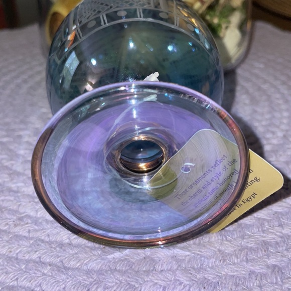 Egyptian Blue Etched Pedestal Egg! - Picture 4 of 5